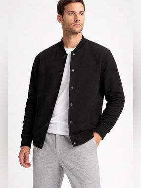 Cory Vines Mens Lightweight Snap Front Jacket Medium Black Cotton NWT MSRP $90‎